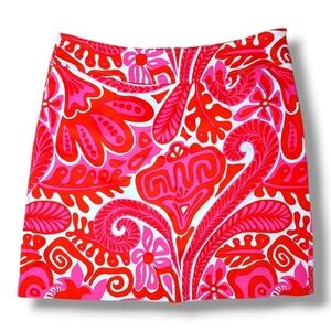 Skirtin Around New Canaan CT Pink, Red White Mini Skirt - Size 6